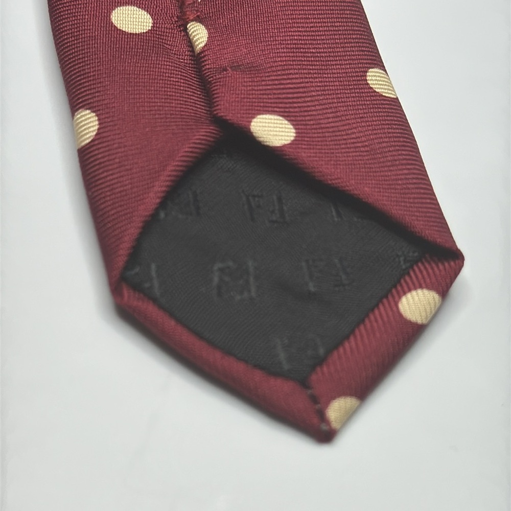 FENDI Maroon Polka Dot Silk Tie Italy 57”/3 1/2” - Picture 5 of 6